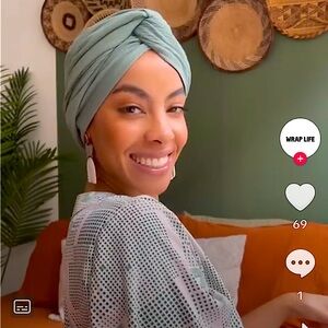 Wrap Life Ribbed Satin Lined Turban in Sage